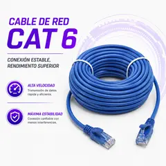 GENERICO - Cable De Red Ethernet CAT6 UTP RJ45 30 Metros Alta Velocidad Para Redes Y Dispositivos