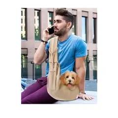 GENERICO - Bolso tipo morral reversible para llevar mascota pequeña - BEIGE
