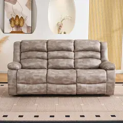 MSA MUEBLES SANTA ANA - Sofá Reclinable 3 Cuerpos C/Consola New Rosario Stell Premium