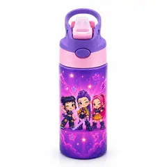 SM - Botella de Agua Infantil 500 ml de Aluminio con Boquilla Segura Diseño K-Pop Huntress