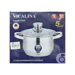 GENERICO - Olla Cacerola de Acero Inoxidable con Tapa de Vidrio - 3.6 Litros (20 cm)