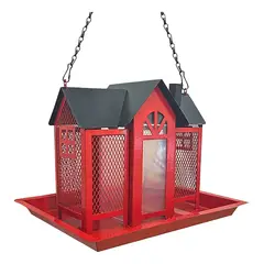 GENERICO - Comedero De Aves, Metal Rojo