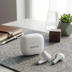 AIWA - Audífonos Inalámbricos Blancos Táctil con Cancelación de Ruido