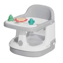 BEBESIT - Booster 2 en 1 Bañera y Silla de Comer con Bandeja Gris Gris