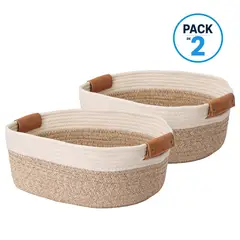 CARRY ALL - Pack 2 Canastos Cestas Organizadoras De Algodon Tonos Tierra L