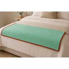 DCOBRE - MANTA POLAR PIE DE CAMA TURQUESA Y COBRE