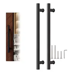 GENERICO - Manillón doble acero inox 100 cm puerta madera y cristal 2