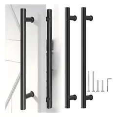 GENERICO - Manillón doble acero inox 100 cm puerta madera y cristal 1