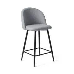 VENHOOUSE - Taburetes Pisos Bar Cocina Sillas Altas Acolchado 65 cm Sora Lino Gris