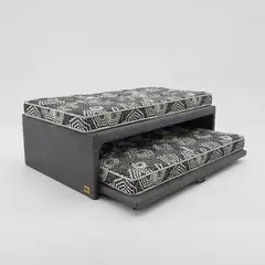 BLOCCARE - Cama NIDO 1.5 Plaza - 200 cm Arriba / 190 cm Abajo - Colchón Ideal - Ruedas Diván (gris)