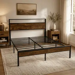 AMABILE - Base de Cama Verona 2 Plazas con respaldo y repisa 35cms alto