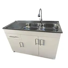 GENERICO - Kit Lavaplatos con mueble 120x50 Doble Blanco Secador Izquierdo