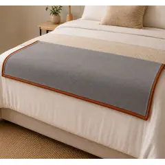 DCOBRE - MANTA POLAR PIE DE CAMA , GRIS Y COBRE