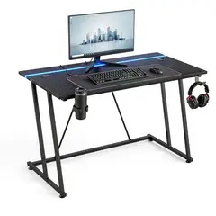 VIDITA - Escritorio Gamer RGB 110cm Tipo Z Con Soporte y Porta Vasos