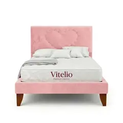 VITELIO - Cama 1 Plaza princess Diamantes de Corazon + Colchon