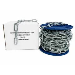 GEVEMAC - Cadena Zincada DIN 763 Eslabón Largo 8 mm x 10 m Carrete