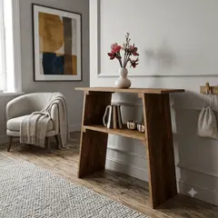 GENERICO - Mesa Arrimo recibidor Auxiliar de Madera Natural 80x80x30cm marca GUMON