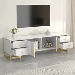 AIZO - Mueble Para TV 140x30x40cm Con 2 Puertas y 4 Cajones Melamina