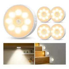 KUANGYE - Pack 5 Luces Sensor De Movimiento Usb Para Armario Escalera