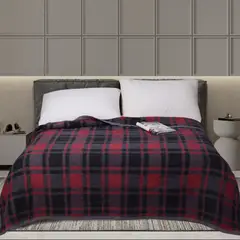 KEYHOME - Frazada Térmica de Cuadros Polar Roja