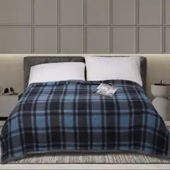 KEYHOME - Frazada Térmica de Cuadros Polar Azul