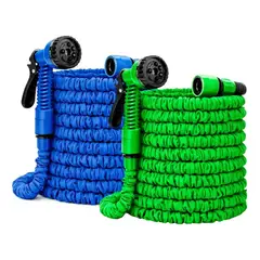 IRM - Manguera Retractil Expandible 45 M 150ft Con Pistola Colores Surtidos Azul Y Verde Jardin