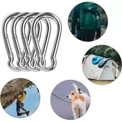 GENERICO - Pack X10 Mosquetón Bombero Multiuso Acero 8x80mm Resistente Plata