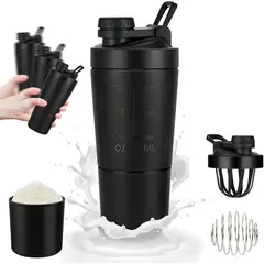 KUANGYE - Acero Inoxidable Vaso Shaker Proteinas Desmontable 600ml+200ml