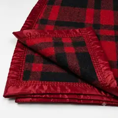 RANCO - Pack 2 Frazada Térmica TARTAN BORDE SATIN ROJO 2,0 plazas - Textil