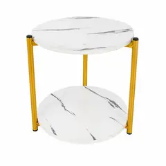 DOPA - Mesa Auxiliar Redonda Decorativa Para Sala De Estar 2 Nivel