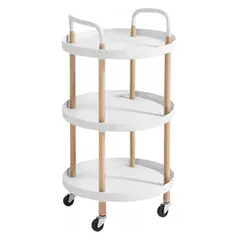 BABYMINE - Carrito Organizador Circular Multiuso 3 Niveles Blanco