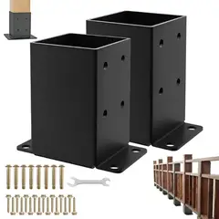 GENERICO - 2 Bases Fija 4x4 Metal Para Sostener Barandillas De Porche