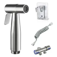 GENERICO - Kit Llave Bidet Ducha Arabe Para Wc Inodoro Acero Inoxidable