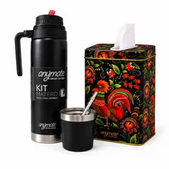 GENERICO - Set De Mate Yerbera + Termo Matero 3 en 1 Anymate - Rojo