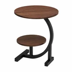DOPA - Mesa Lateral Circular De 2 Niveles Diseño Minimalista - Cafe