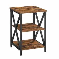 BABYMINE - Mesa Lateral Auxiliar Industrial 3 Niveles – Melamina y Metal Negro