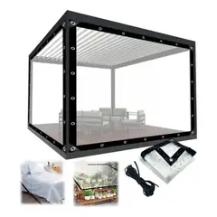 KUANGYE - Cortina Pvc Roller Cierre De Terraza Transparente 5m × 2m +20m Cuerda