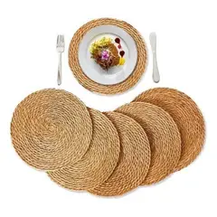 GENERICO - Set 6 Individuales Mantel Fibra Natural Yute 35 Cm Pack 6