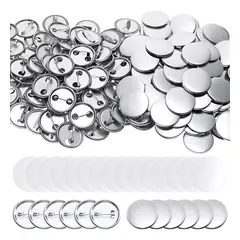 GENERICO - Pack De 200 Chapitas Alfiler Metalicas Base + Película 37mm
