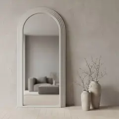 SANTU HOME & DECO - Espejo Arco Escalonado Beige Cuerpo Entero 200x100cm Espejo Pie Pared Grande