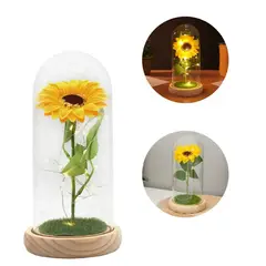 GENERICO - Flor Girasol Artificial En Cúpula De Vidrio Para Decorar Amarillo