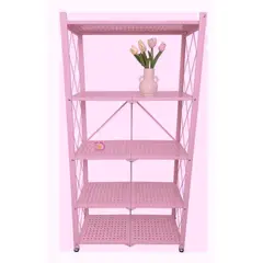 GENERICO - Estante de metal Estanteria metalica Organizador Plegable 160cm Rosa - Negro