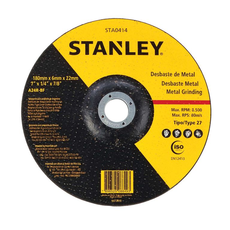 STANLEY Disco Desbaste Metal 7" (180 X 6 X 22 mm) STA0414