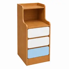 ACTUAL - Velador Infantil con 3 Cajones y Repisa Mesa de Noche Organizador para Dormitorio