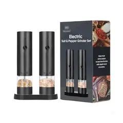 GENERICO - Set Moledor Electrico Sal Y Pimienta Recargable Con Base