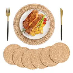 GENERICO - Set 6 Individuales Mantel Fibra Natural Yute 35Cm