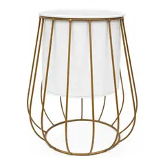 FLIPEREX - Porta Macetero Pedestal Maceta Plantas Metalico Decorativo - Crema