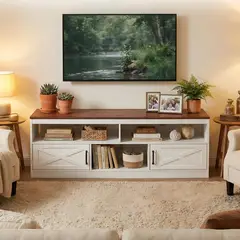ELEMENT DESIGN - Rack TV 60 Pulgadas 140x30x50 cm MDF Blanco/Marrón Nórdico