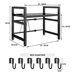 GENERICO - Estante Repisa Extensible Horno Microondas Con Ganchos Rack