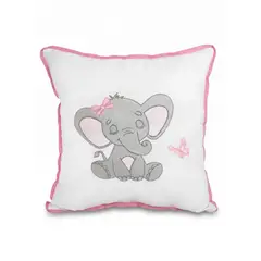 GENERICO - Cojín Bebé Bordado Hipoalergénico 30x30 Elefante Mariposa1